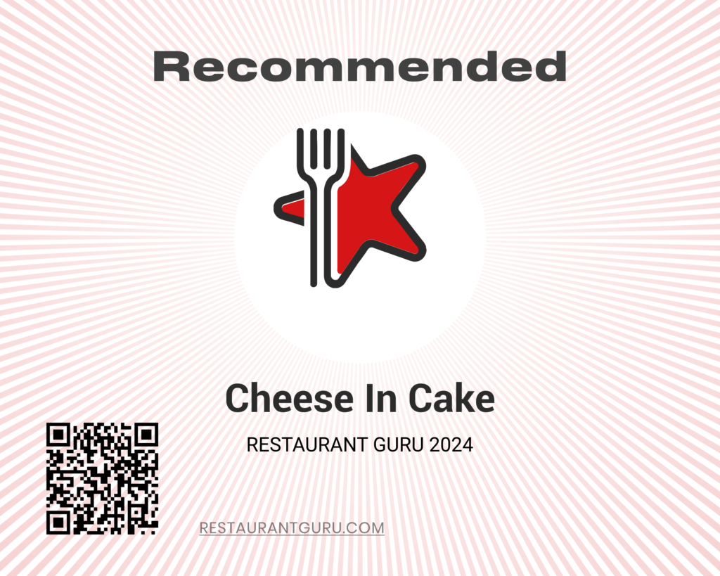 Awards for Cheese In Cake RestaurantGuru_Certificate